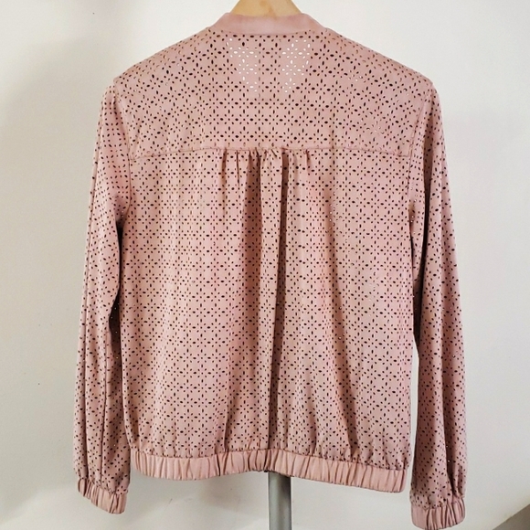 ZARA TRF  Perforated Suede Bomber Jacket - Picture 2 of 16